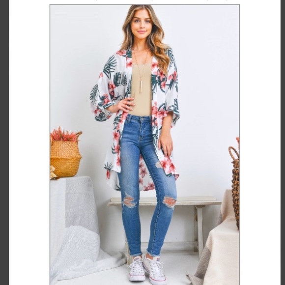 Kimomo With Sleeves Floral Boho Chic Festival S-2XL - Picture 7 of 9